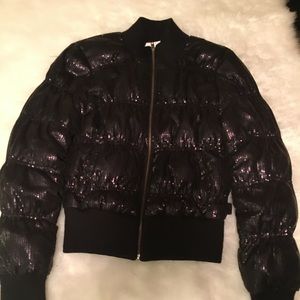 Bebe Sequin Bomber Jacket